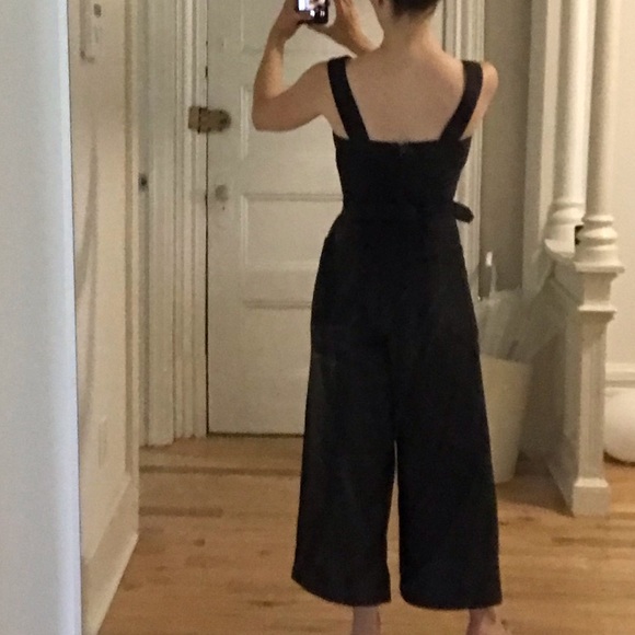 Navy blue wide legged jumpsuit with belt - Picture 3 of 5